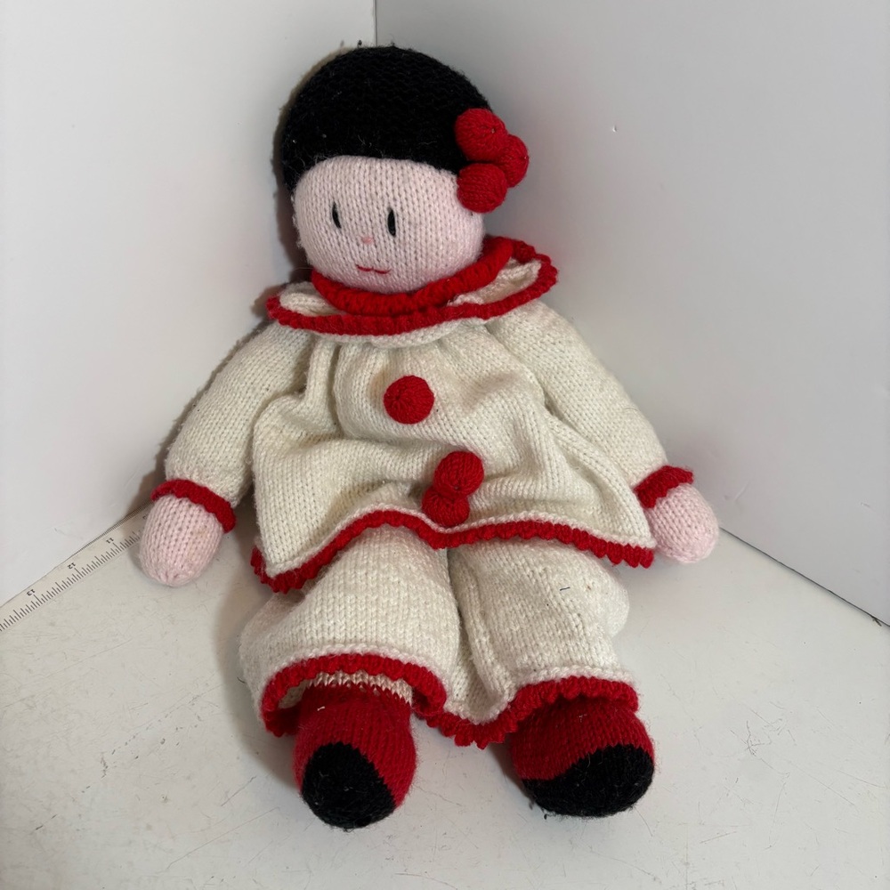 Handmade Knitted Clown Doll made from Jean Greenhowe pattern